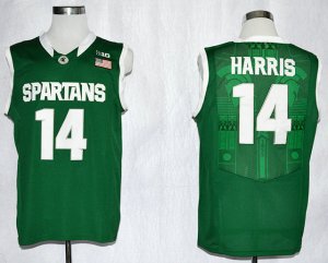 Maillot De Basket NCAA Michigan State Spartans Gary Harris 14 College Football Basketball Authentique Vert